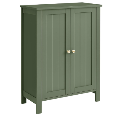 Floor Storage Cabinet, Freestanding Storage Unit with 2 Adjustable Shelves, for Bathroom Living Room Dining Kitchen, 11.8 x 23.6 x 31.5 Inches - 11.8" x 23.6" x 31.5"/Green